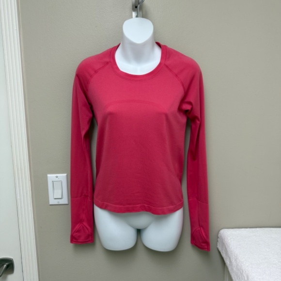 Lululemon Swiftly Tech Long-Sleeve Shirt 2.0 *Race Length Coral Pink Size 6 $78 - Picture 3 of 15